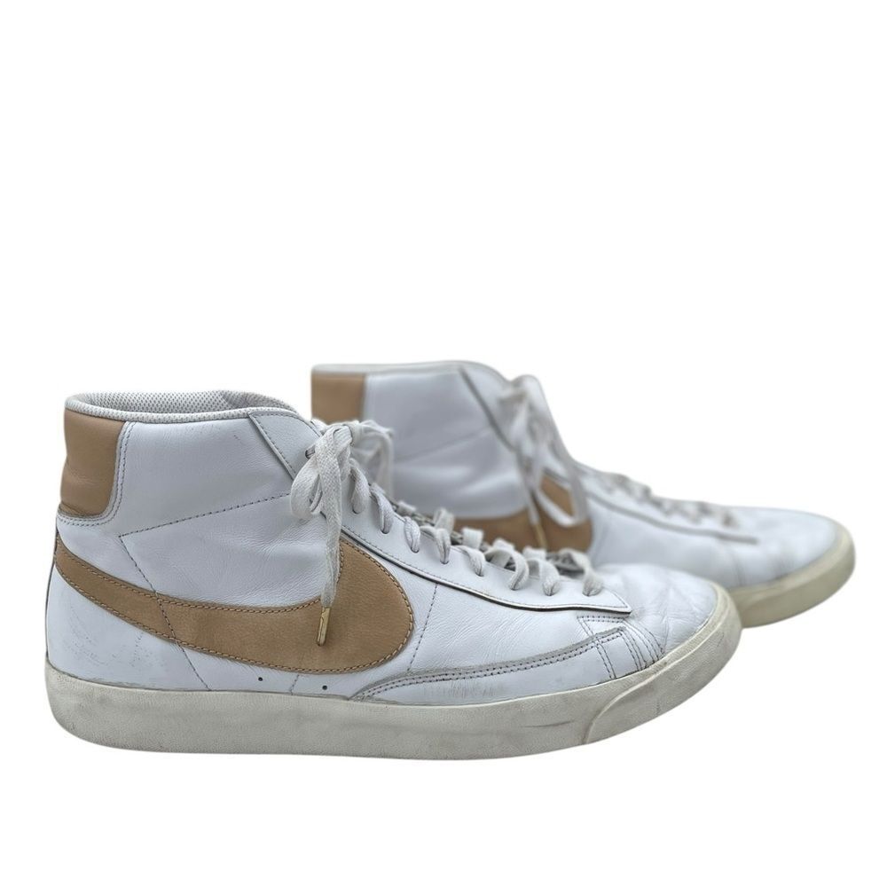 Nike CU6679-100 Blazer Mid Premium White Tan Athletic Shoes Men's Sz 13